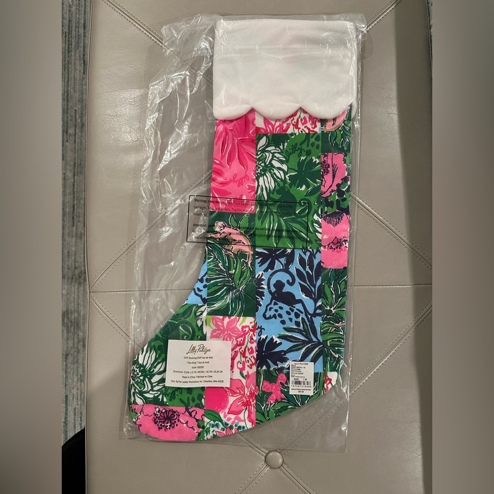 NWT Lilly Pulitzer Christmas Sock Printed Stocking Scalloped Trim GWP New